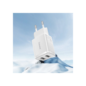 Baseus Compact | Ładowarka sieciowa zasilacz 2x USB-A 10.5W 2A