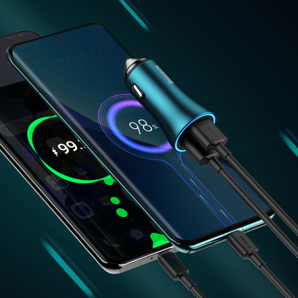 Baseus Golden Contactor Max | Ładowarka samochodowa 2xUSB Huawei FCP QC 3.0 Samsung AFC 60W