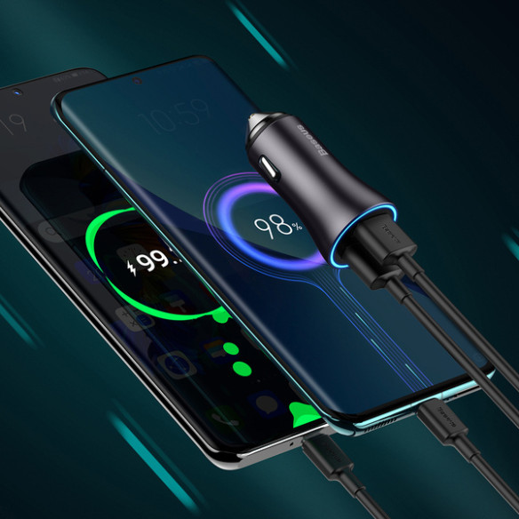 Baseus Golden Contactor Max | Ładowarka samochodowa 2xUSB Huawei FCP QC 3.0 Samsung AFC 60W