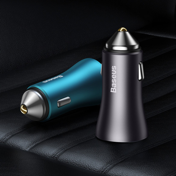 Baseus Golden Contactor Max | Ładowarka samochodowa USB USB-C QC 3.0 Samsung AFC 60W