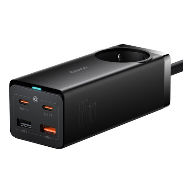 Baseus GaN3 Pro AC+2U+2C | Ładowarka sieciowa gniazdo zasilania AC 230V 2xUSB-A 2x USB-C 65W