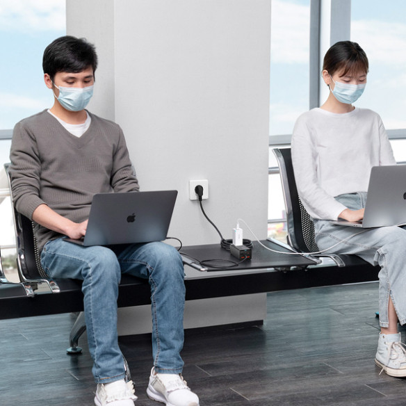 Baseus GaN3 Pro AC+2U+2C | Ładowarka sieciowa gniazdo zasilania AC 230V 2xUSB-A 2x USB-C 65W