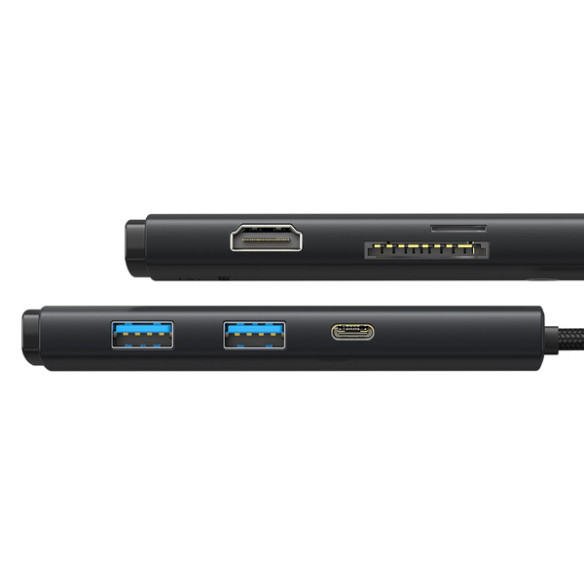 Baseus Lite Series 6-Port | Adapter HUB USB-C 2x USB3.0 HDMI USB-C TF SD