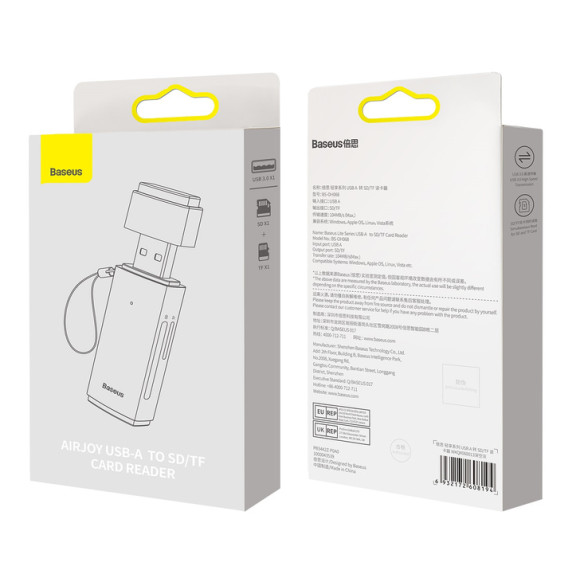 Baseus Lite Series | Adapter czytnik kart pamięci MicroSD SD TF 2TB USB3.0