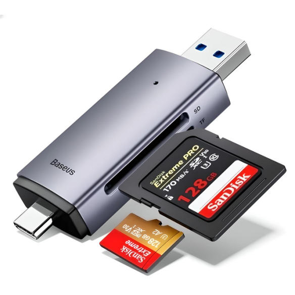 Baseus Lite Series | Adapter czytnik kart pamięci MicroSD SD TF 2TB USB3.0 USB C