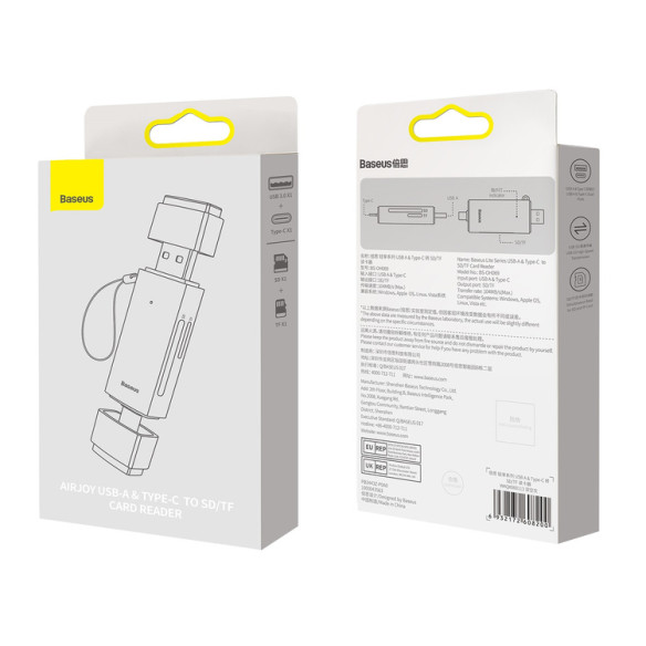 Baseus Lite Series | Adapter czytnik kart pamięci MicroSD SD TF 2TB USB3.0 USB C