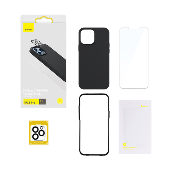 Baseus Liquid Silica Gel | Zestaw - Etui, szkło hartowane, szkło na obiektyw do Apple iPhone 13 Pro