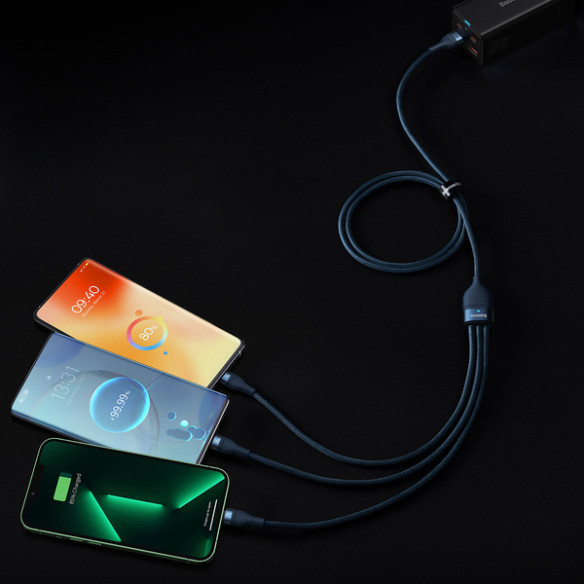 Baseus Flash Series 2 | Kabel 3w1 USB - Lightning, Micro, USB-C 66W 1.2m