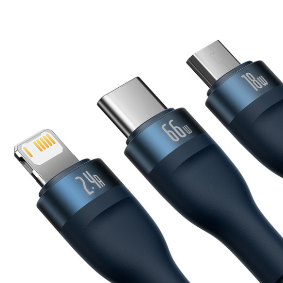 Baseus Flash Series 2 | Kabel 3w1 USB - Lightning, Micro, USB-C 66W 1.2m