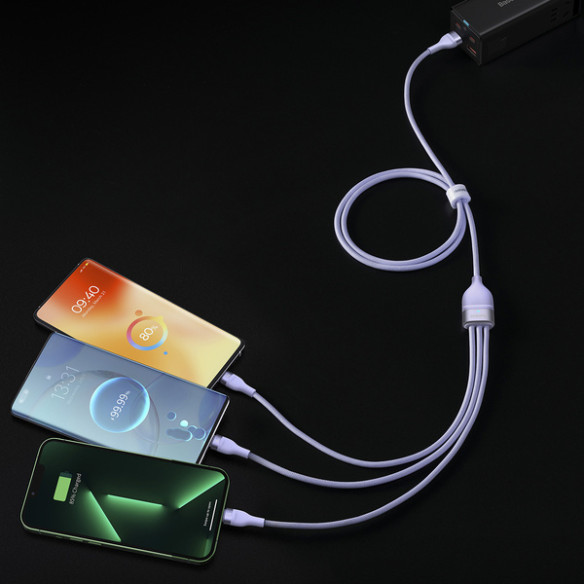 Baseus Flash Series 2 | Kabel 3w1 USB - Lightning, Micro, USB-C 66W 1.2m