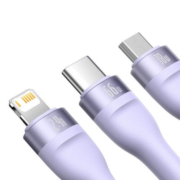 Baseus Flash Series 2 | Kabel 3w1 USB - Lightning, Micro, USB-C 66W 1.2m