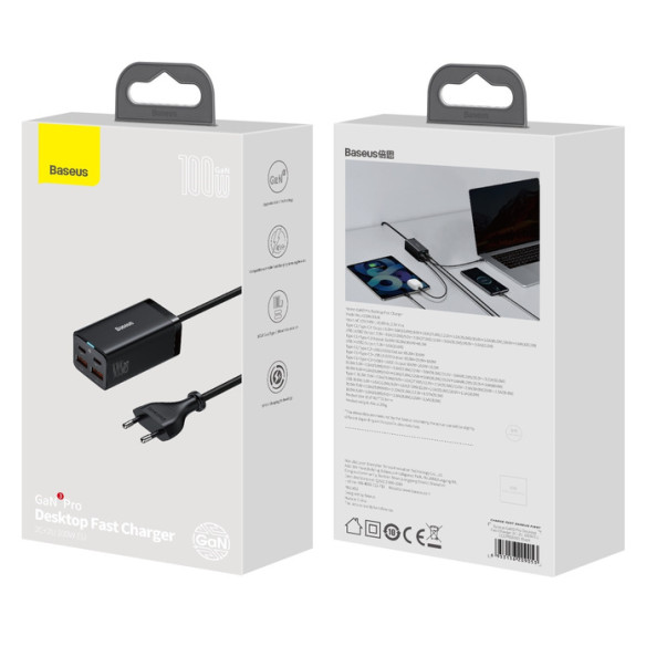 Baseus GAN3 Pro | Ładowarka sieciowa zasilacz 4x USB-A USB-C PD QC4.0 100W