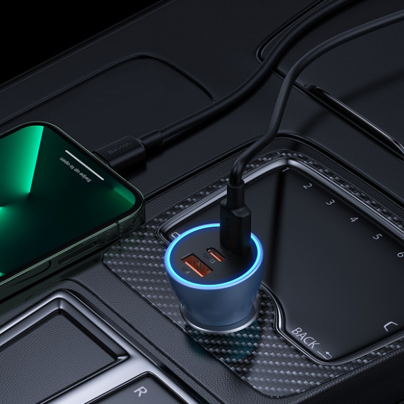 Baseus Golden Contactor Pro | Ładowarka samochodowa 2x USB-C + USB 65W QC 4.0 PD Samsung AFC 