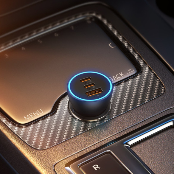 Baseus Golden Contactor Pro | Szybka ładowarka samochodowa z trzema portami, USB-C, USB-A 65