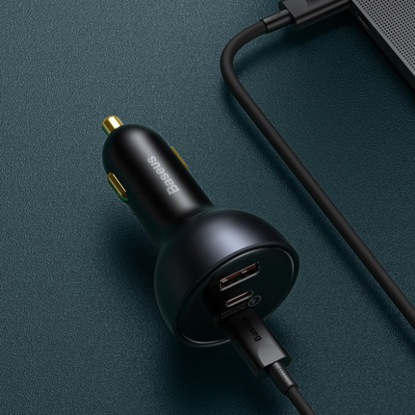 Baseus Qualcomm® Quick Charge™ 5 | Ładowarka samochodowa 2xUSB-C + USB 160W Qualcomm Quick Charge 5.0 PD 3.0 