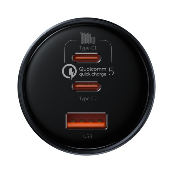 Baseus Qualcomm® Quick Charge™ 5 | Ładowarka samochodowa 2xUSB-C + USB 160W Qualcomm Quick Charge 5.0 PD 3.0 