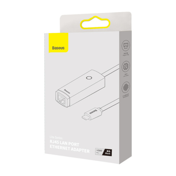 Baseus Lite Series | Karta sieciowa adapter USB-C - Gigabit Lan RJ45 1000Mb