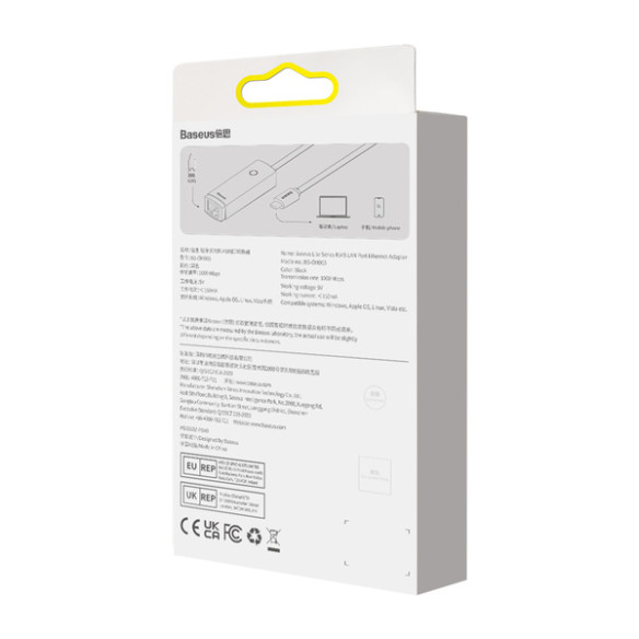 Baseus Lite Series | Karta sieciowa adapter USB-C - Gigabit Lan RJ45 1000Mb