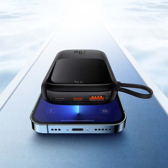 Baseus Qpow Pro | Power Bank 10000mAh PD 20W QC 3.0 z kablem Lightning (do iPhone) Overseas Edition