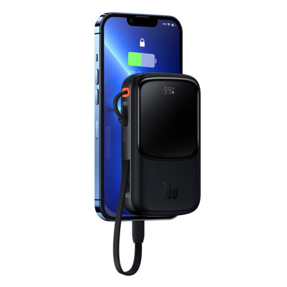 Baseus Qpow Pro | Power Bank 10000mAh PD 20W QC 3.0 z kablem Lightning (do iPhone) Overseas Edition
