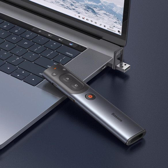 Baseus Orange Dot | Prezenter laser wskaźnik pilot bezprzewodowy do prezentacji z możliwością nagrywania i przetłumaczenia