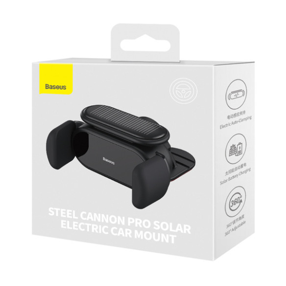 Baseus Steel Cannon Pro Solar Electric | Uchwyt samochodowy automatyczny do telefonu solarny