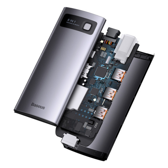 Baseus StarJoy 8-Port | Adapter HUB USB-C - HDMI/ 3*USB3.1/ RJ45/ SD/TF / PD 100W