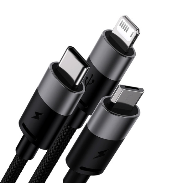 Baseus StarSpeed 1-for-3 | Kabel 3w1 USB - Micro Lightning USB-C 1.2m 3.5A