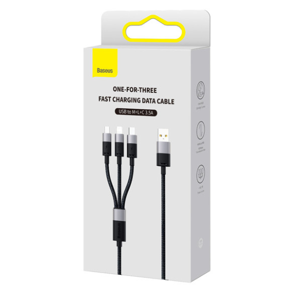 Baseus StarSpeed 1-for-3 | Kabel 3w1 USB - Micro Lightning USB-C 1.2m 3.5A