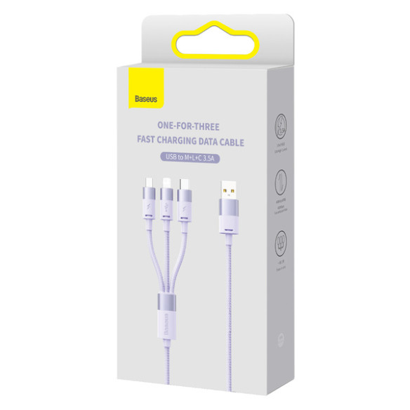 Baseus StarSpeed 1-for-3 | Kabel 3w1 USB - Micro Lightning USB-C 1.2m 3.5A