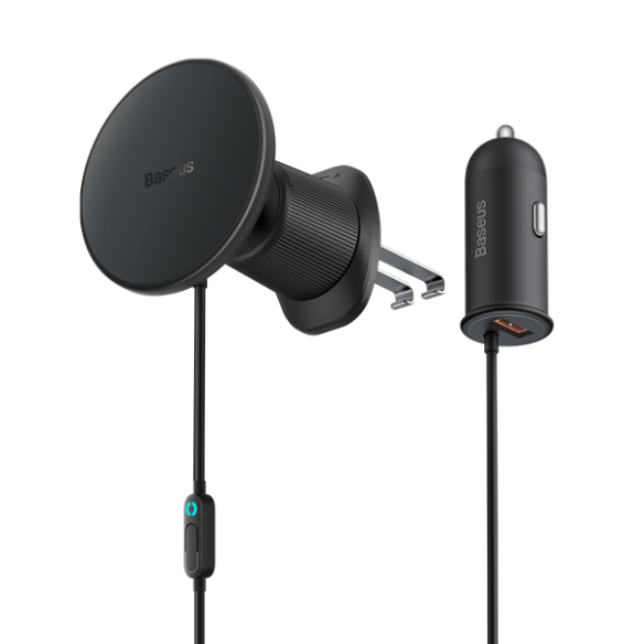 Baseus CW01 3w1 | Uchwyt samochodowy z ładowaniem indukcyjnym MagSafe do iPhone 15W + ładowarka samochodowa USB-A 25W