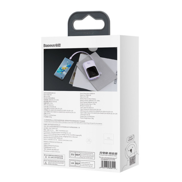 Baseus Qpow Pro | Power Bank 10000mAh PD 22.5W QC3.0 z kablem USB-C