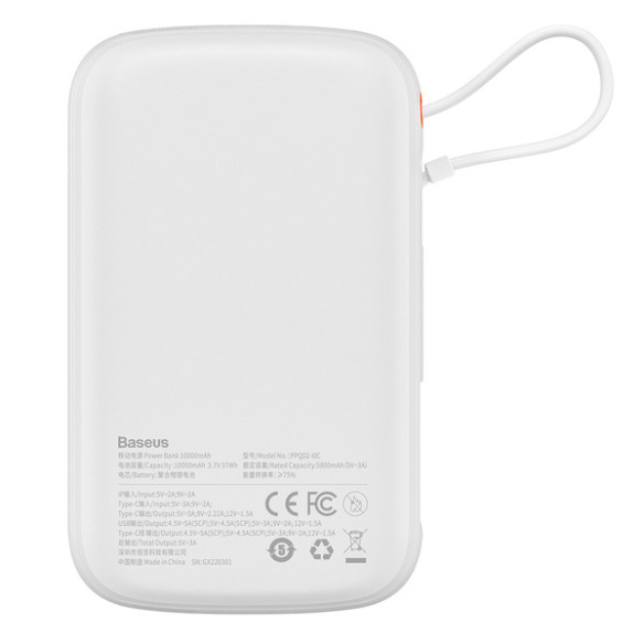 Baseus Qpow Pro | Power Bank 10000mAh PD 22.5W QC3.0 z kablem USB-C Overseas Edition