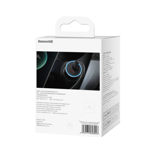 Baseus Golden Contactor Pro | Ładowarka samochodowa 2x USB-C 40W QC 3.0 PD Samsung AFC