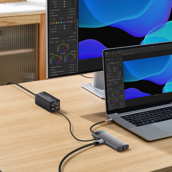Baseus StarJoy 6-Port | Adapter HUB USB-C - HDMI/ 3*USB3.0/ RJ45/ PD 100W