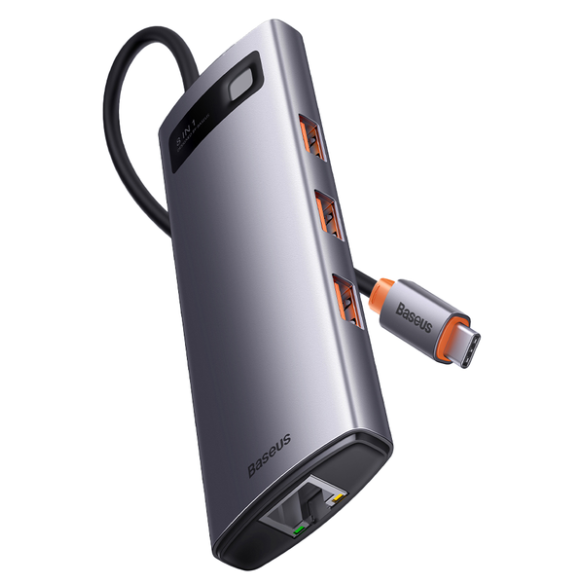 Baseus StarJoy 8-Port | Adapter HUB USB-C - HDMI/ 3*USB3.0/ RJ45/ SD/TF / PD 100W