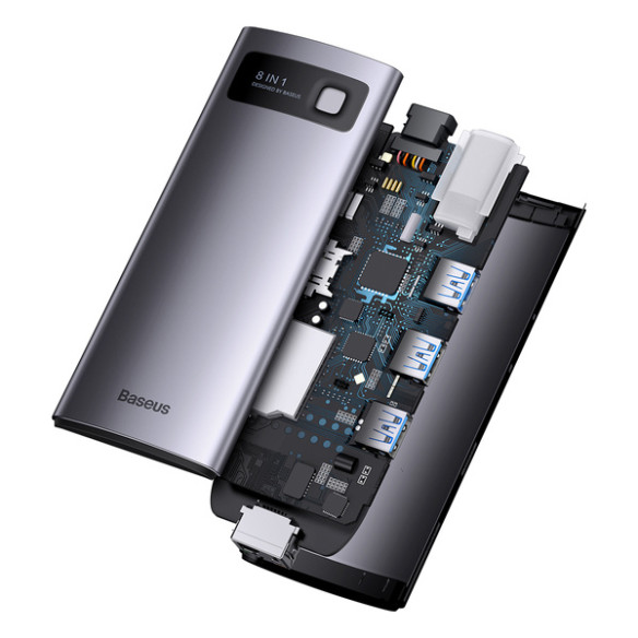 Baseus StarJoy 8-Port | Adapter HUB USB-C - HDMI/ 3*USB3.0/ RJ45/ SD/TF / PD 100W