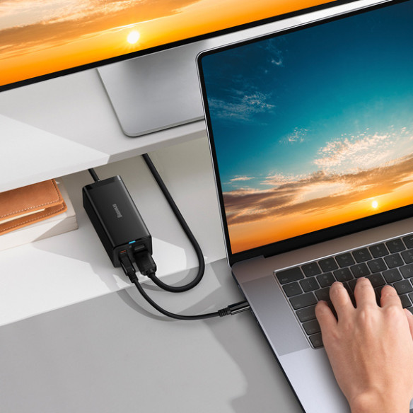 Baseus GAN5 Pro | Ładowarka sieciowa zasilacz adapter hub 2x USB-C USB-A PD HDMI 4K 67W