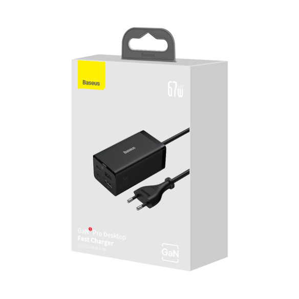 Baseus GAN5 Pro | Ładowarka sieciowa zasilacz adapter hub 2x USB-C USB-A PD HDMI 4K 67W