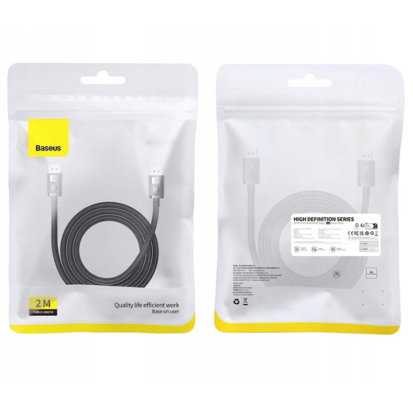 Baseus High Definition | Kabel przewód Display Port DP- Display Port DP 8K60Hz FULL HD HDR 2m