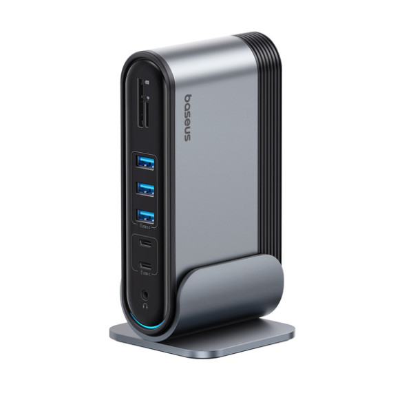Baseus UnionJoy | Adapter HUB Type-C 17w1 2x HDMI DP 3x USB3.0 RJ45 4xType-C SD/TF AUX 100W