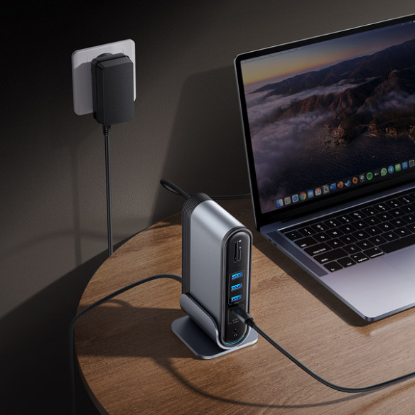Baseus UnionJoy | Adapter HUB Type-C 17w1 2x HDMI DP 3x USB3.0 RJ45 4xType-C SD/TF AUX 100W