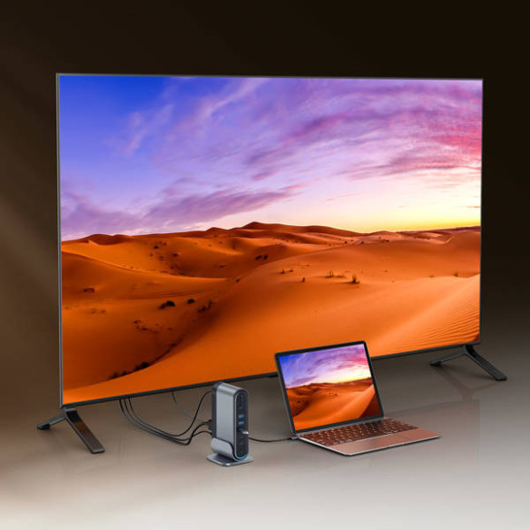 Baseus UnionJoy | Adapter HUB Type-C 17w1 2x HDMI DP 3x USB3.0 RJ45 4xType-C SD/TF AUX 100W