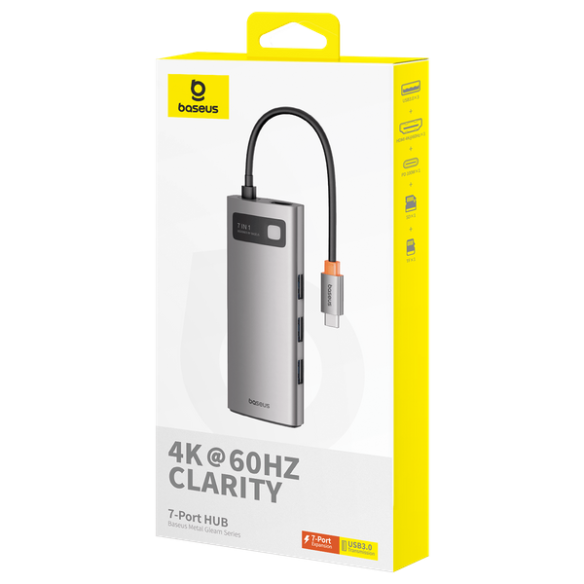 Baseus StarJoy | Adapter HUB 7w1 USB-C 100W HDMI 4K USB3.0 USB-C TF/SD 