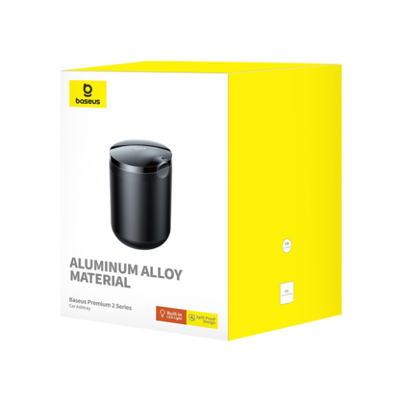 Baseus Premium Car Ashtray II | Popielniczka samochodowa biurowa podświetlana LED, kosz na śmieci do samochodu