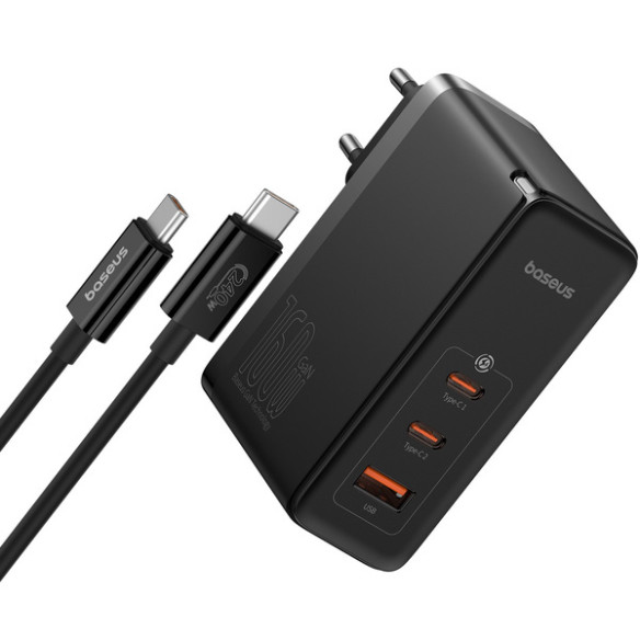 Baseus GaN5 Pro | Ładowarka sieciowa zasilacz 3x USB-C USB-A 160W Power Delivery 3.0 QC 4.0 Huawei SCP FCP AFC PPS + kabel