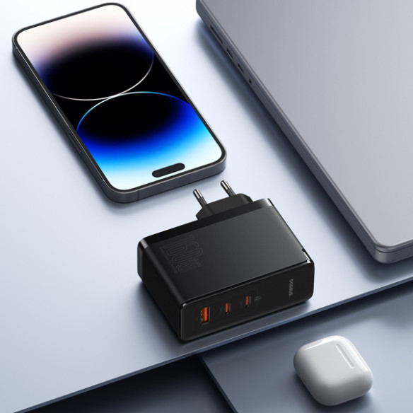 Baseus GaN5 Pro | Ładowarka sieciowa zasilacz 3x USB-C USB-A 160W Power Delivery 3.0 QC 4.0 Huawei SCP FCP AFC PPS + kabel