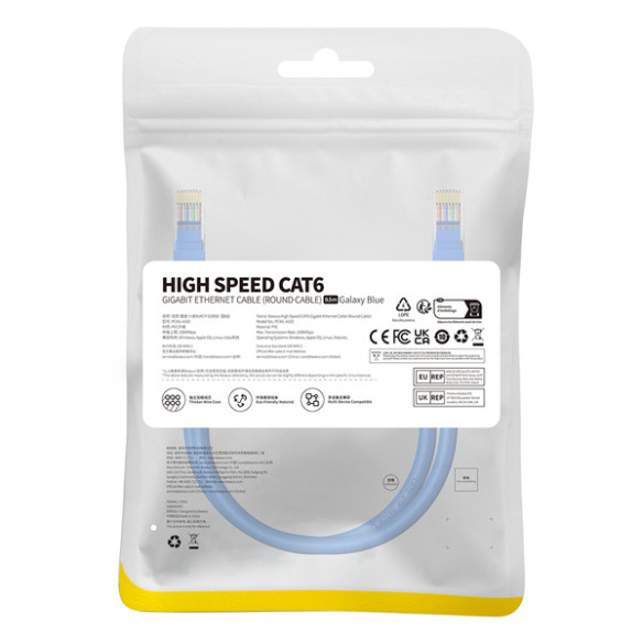 Baseus High Speed CAT6 | Kabel przewód sieciowy internetowy LAN Ethernet CAT6 RJ45 0.5m