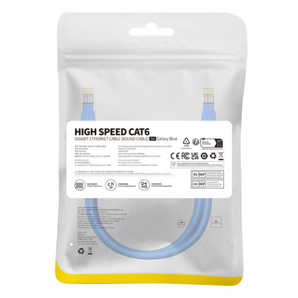 Baseus High Speed CAT6 | Kabel przewód sieciowy internetowy LAN Ethernet CAT6 RJ45 1m