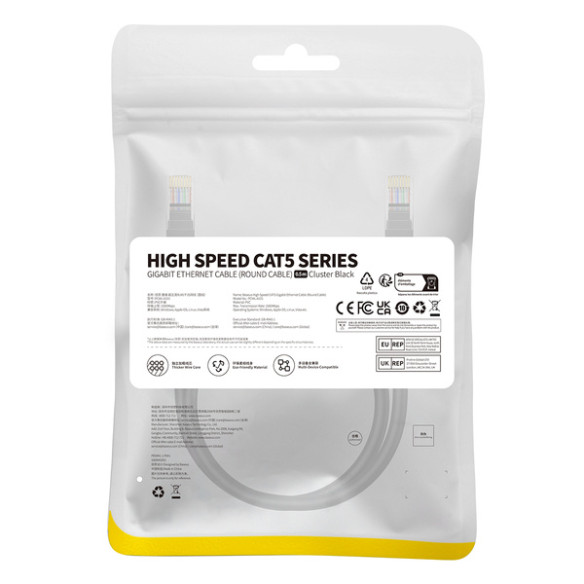Baseus High Speed CAT5 | Kabel przewód sieciowy internetowy LAN Ethernet CAT5 RJ45 0.5m